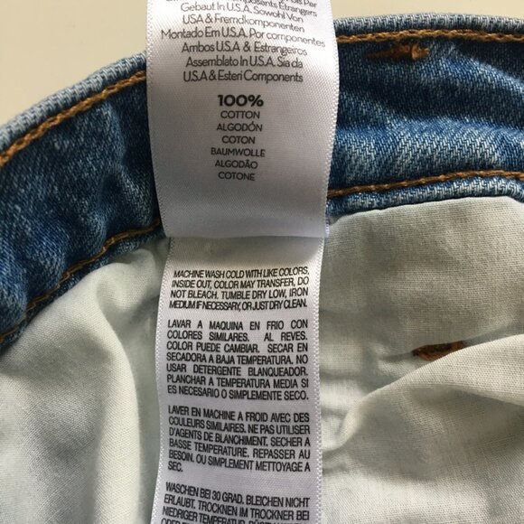 Mother Jean Womens The Fun Dip Utility Puddle Wide Leg Size 32 Cut off hem Blue - Picture 15 of 16